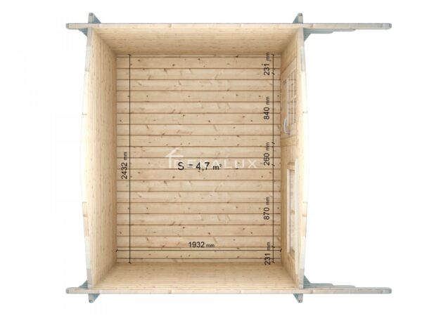 Casetta in legno 2,5x2 porta singola e finestra (34mm)