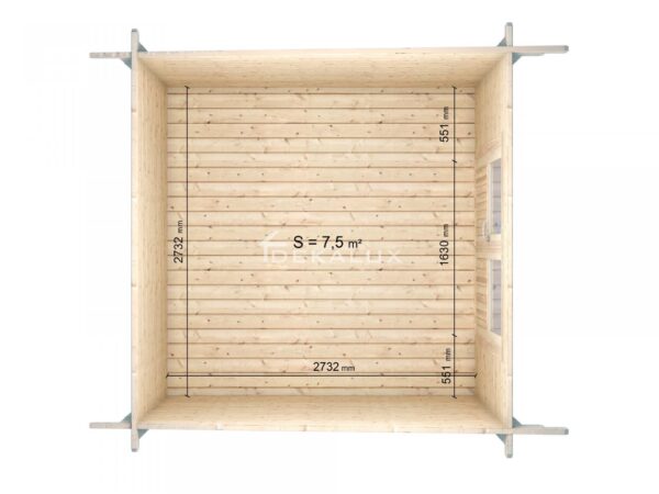 Casetta in legno 2,8x2,8 (34mm) porta doppia MONOFALDA