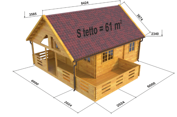 Bungalow in legno 8x8,4 (misure esterne)