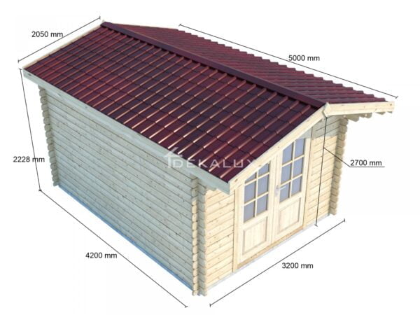 Casetta in legno 3x4 (44 mm) con porta doppia