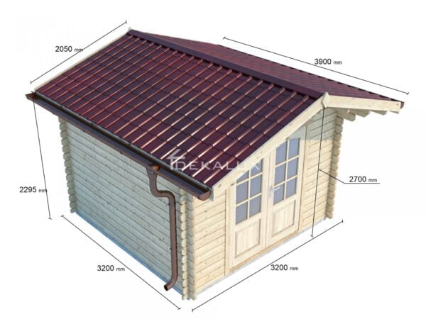 Casetta in legno 3x2 (44mm) con porta doppia