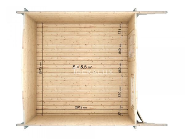 Casetta in legno 3x3 (44mm) con porta singola e finestra