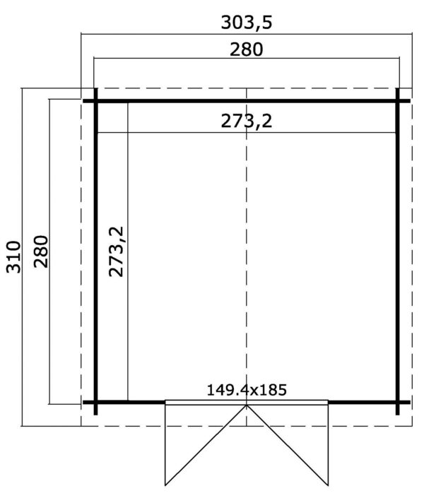 Casetta 2,8x2,8 Pegaso (34mm) porta doppia