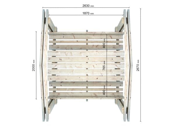 Gazebo in legno 2x2 con panche (44mm)