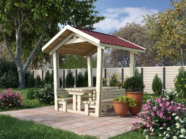 Gazebo in legno 2×2 con panche (44mm)