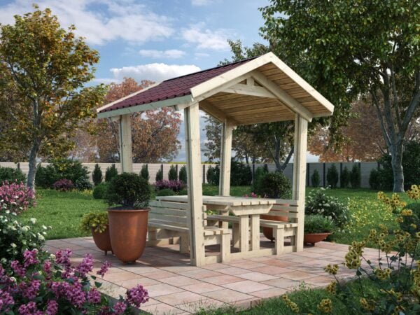 Gazebo in legno 2×2 con panche (44mm)