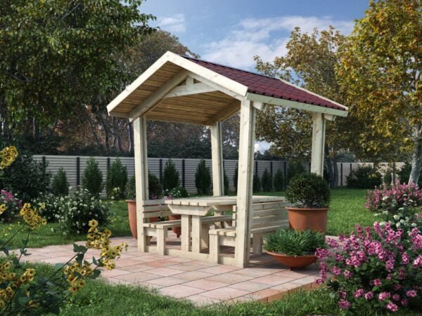 Gazebo in legno 2×2 con panche (44mm)