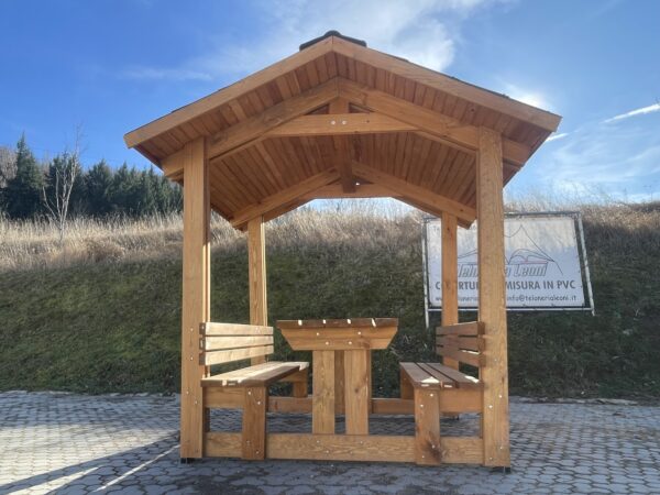 Gazebo in legno 2x2 con panche (44mm)