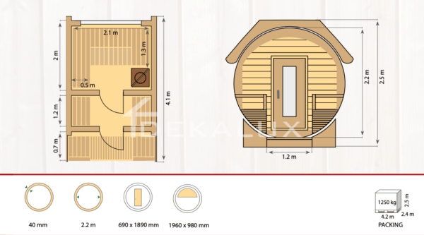 Sauna-botte MARTINA DELUX