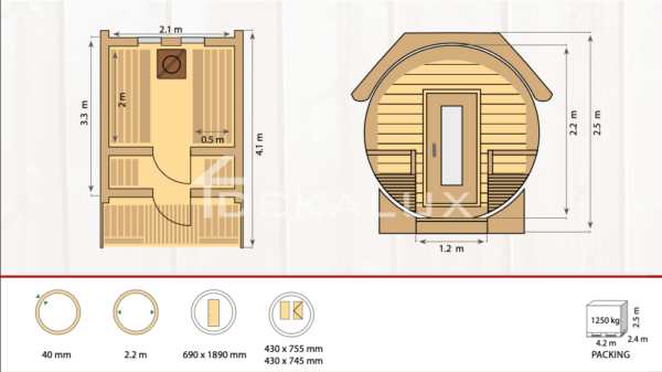 Sauna-botte MARTINA STANDARD