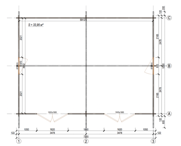 Casetta in legno 7x5 (44mm) con due porte doppie