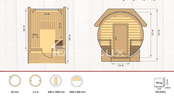 Sauna-botte SILVIA DELUX