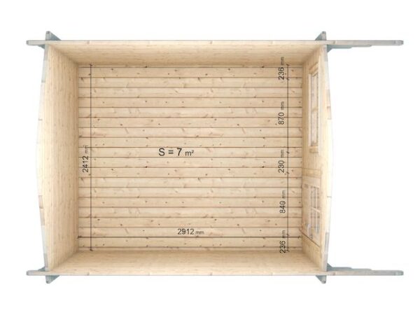PROMO: Casetta in legno 2,5x3 (44mm) porta singola e finestra NOCE