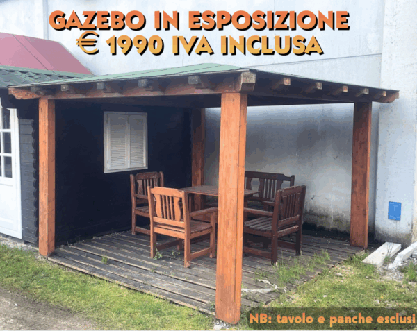 Gazebo in lamellare 3x3 a quattro acque