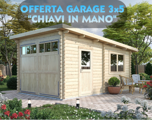Garage in legno 3x5 (34mm) chiavi in mano