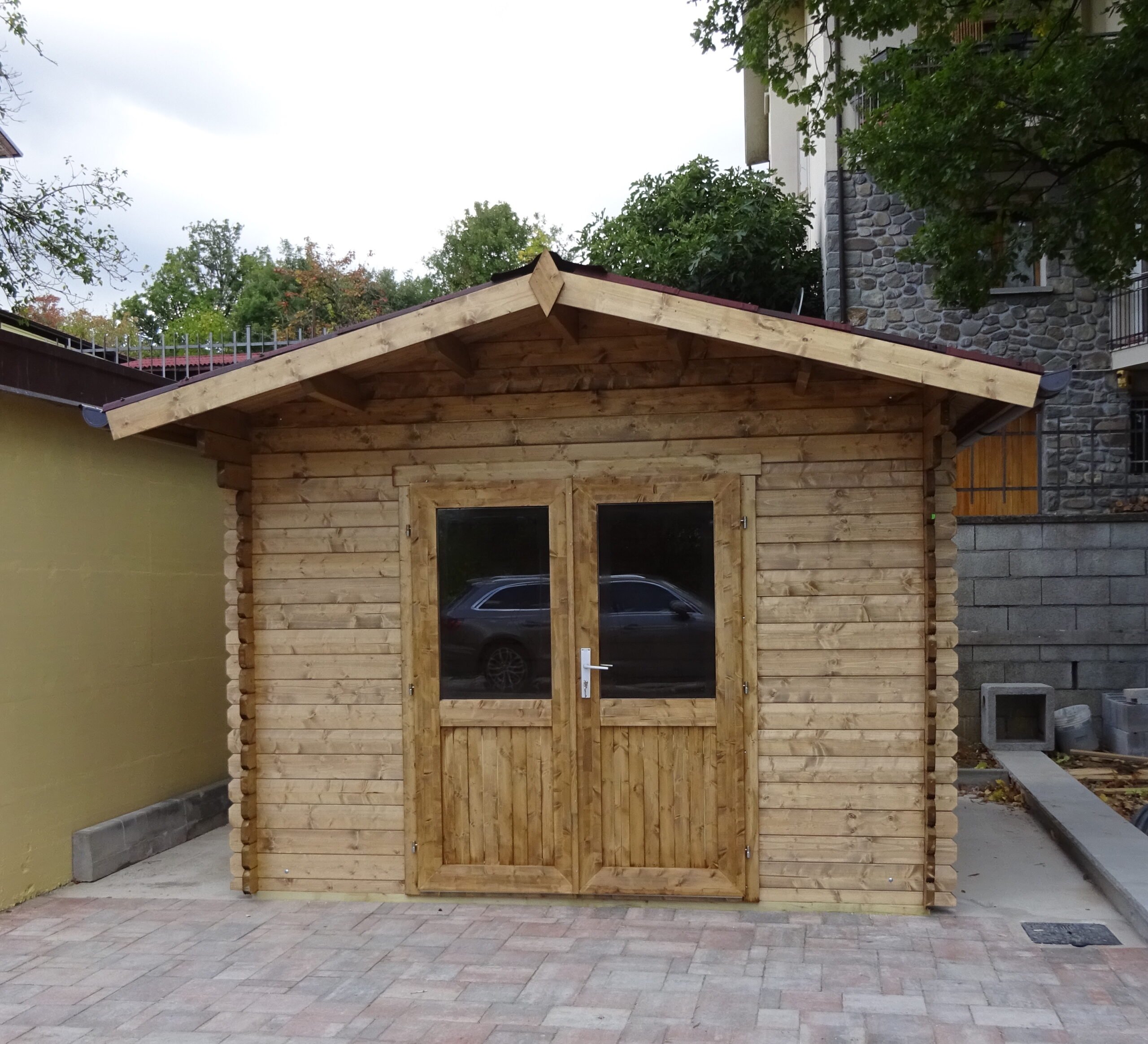 Casetta in legno 3x3 (34mm) con porta doppia