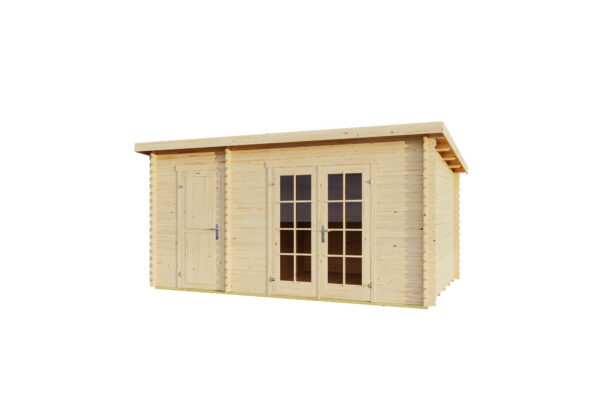 Casetta in legno 3,80x2,50 (4x2,5 - 28mm) monofalda a 2 vani