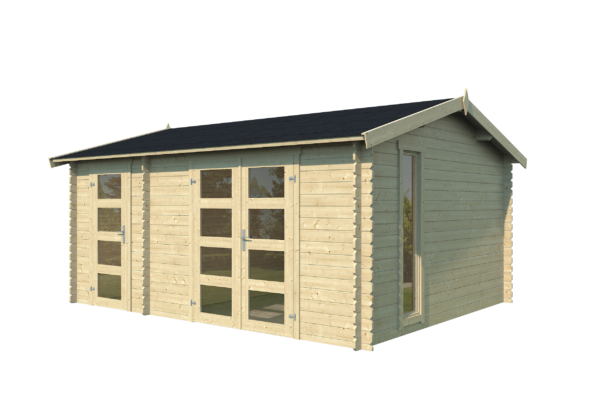 Casetta in legno 4,56x3,60 (4,50x3,50 - 28mm) a 2 vani