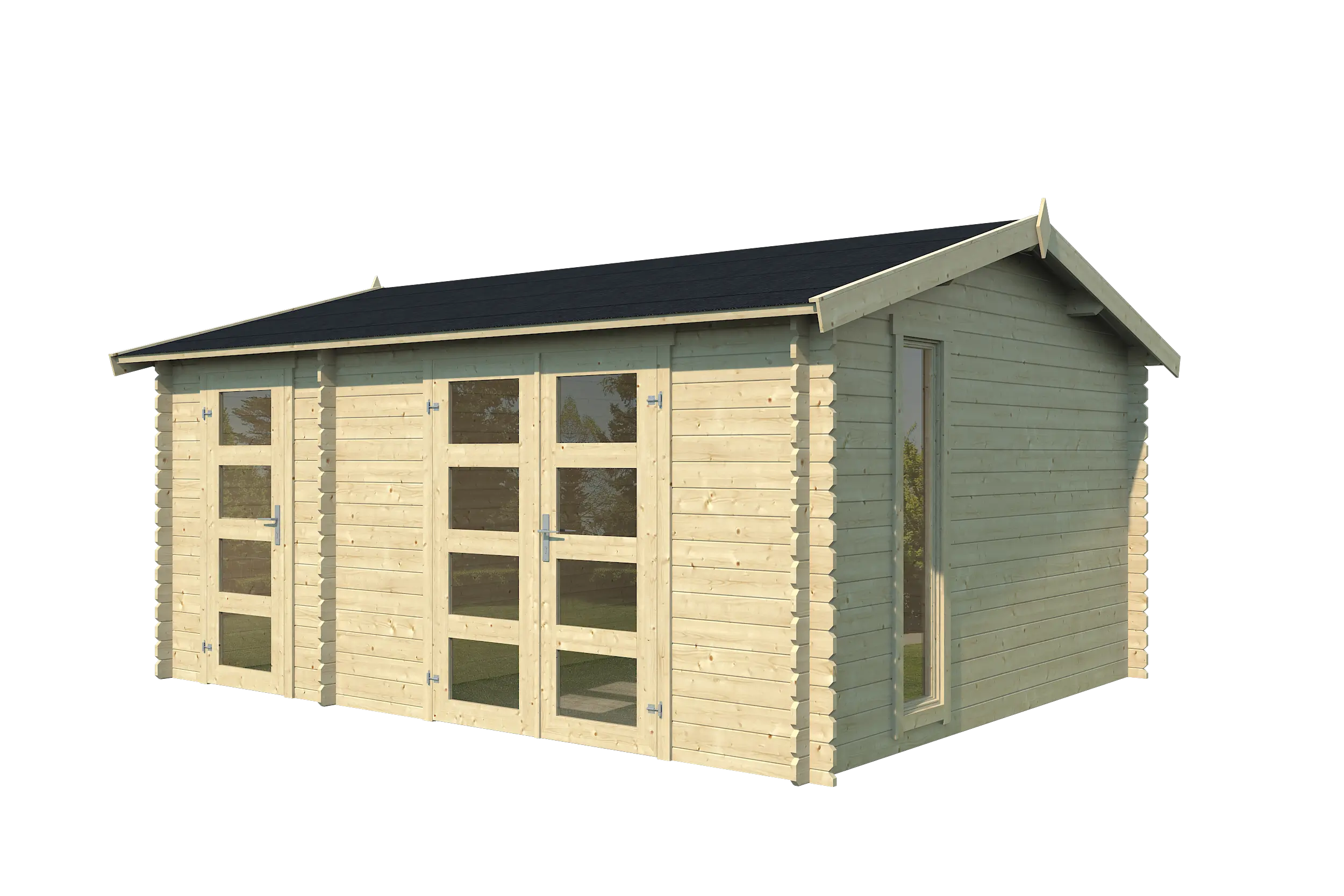 Casetta in legno 4,56x3,60 (4,50x3,50 - 28mm) a 2 vani