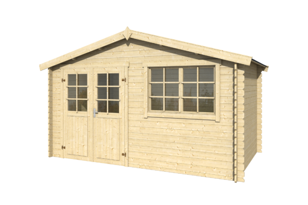 Casetta in legno 3,80x2,30 (4x2,5 - 28mm) con porta doppia e finestra