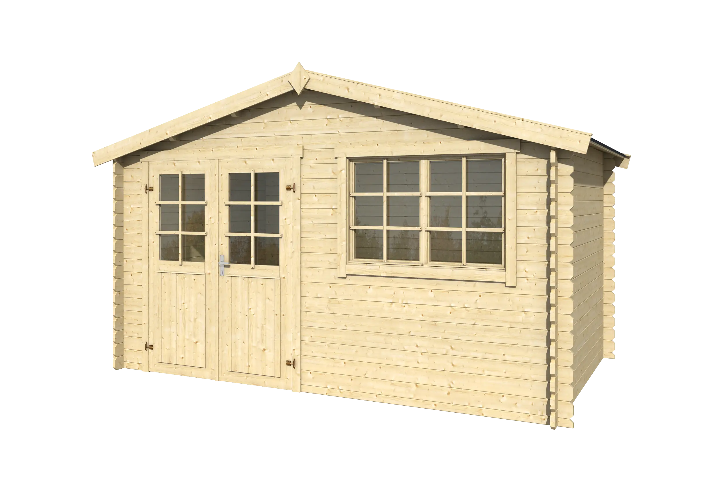 Casetta in legno 3,80x2,30 (4x2,5 - 28mm) con porta doppia e finestra