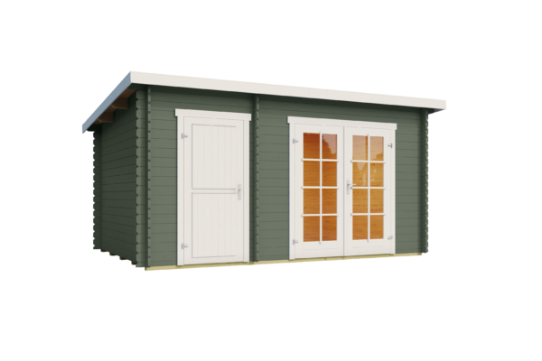 Casetta in legno 3,80x2,50 (4x2,5 - 28mm) monofalda a 2 vani