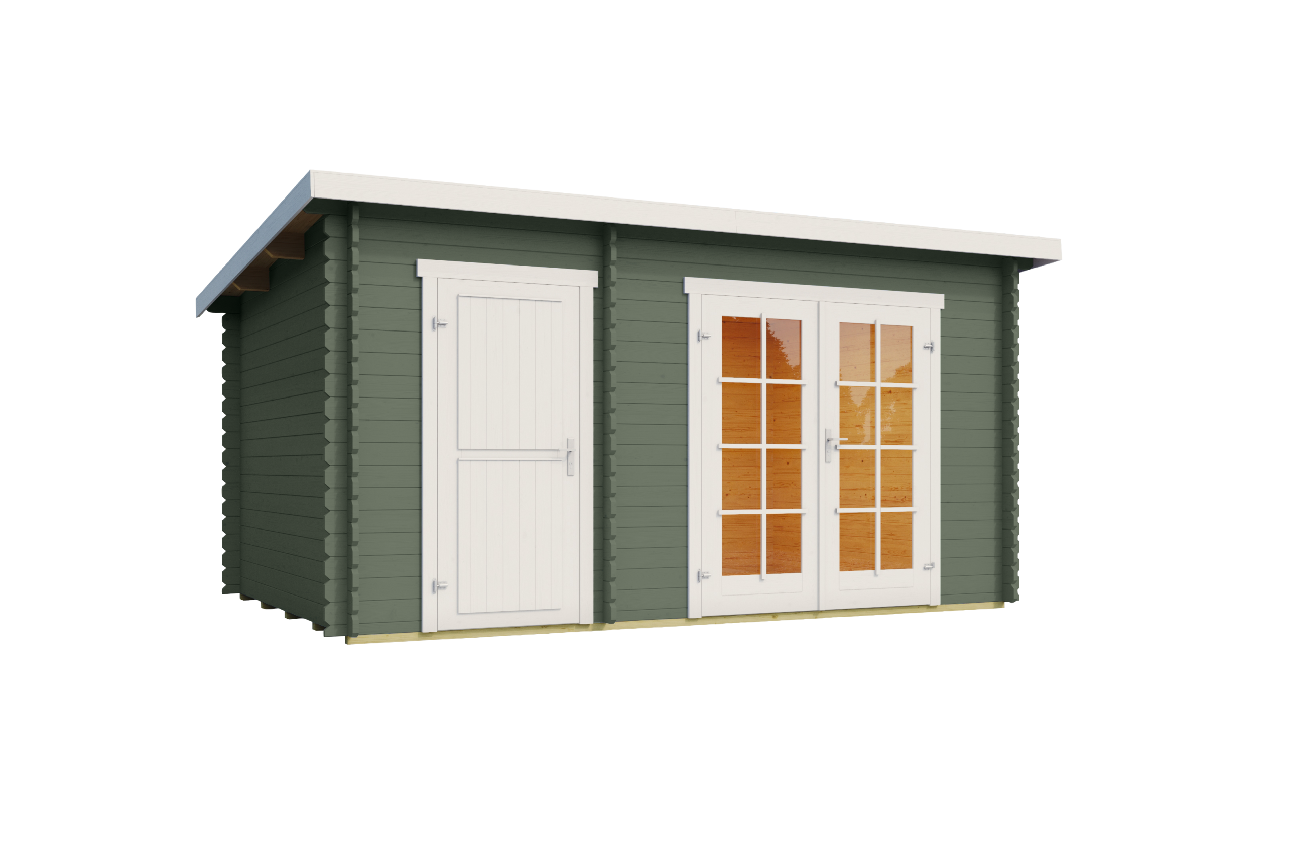 Casetta in legno 3,80x2,50 (4x2,5 - 28mm) monofalda a 2 vani
