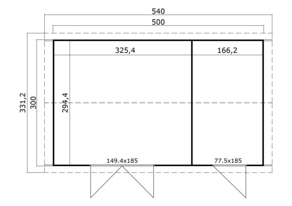 Casetta in legno 5x3 (28mm) a 2 vani