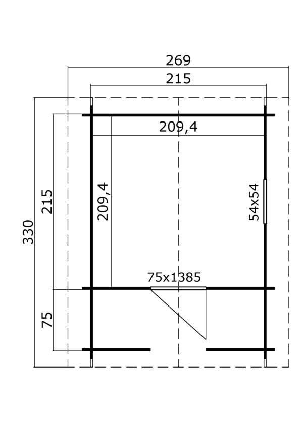 Casetta in legno per bambini 2,15x2,15 (28mm)