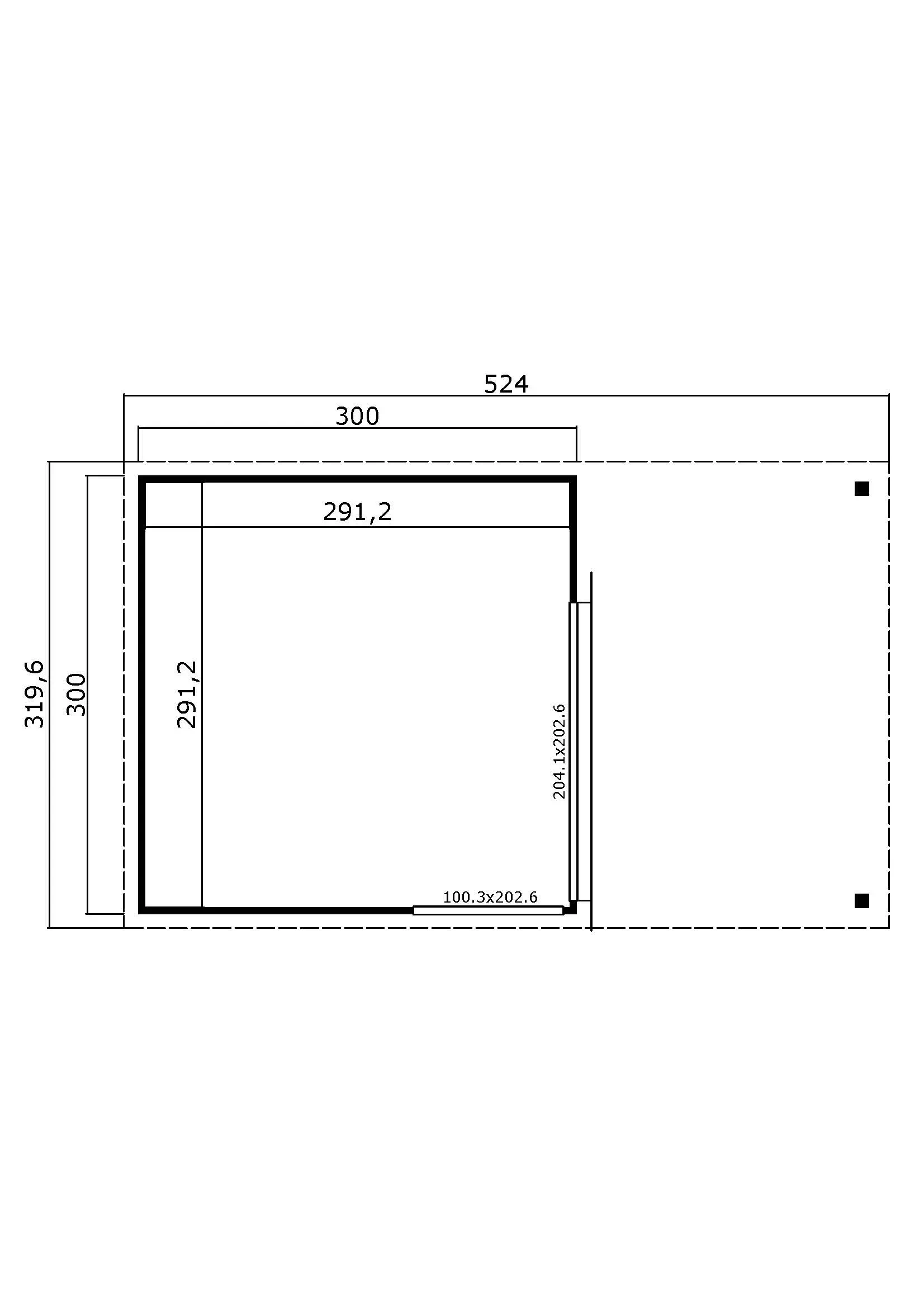 Casetta in legno per ufficio 5x3 (44mm) con tettoia