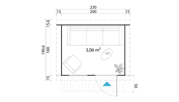 Casetta in legno per bambini 2x1,6 (19mm) monofalda