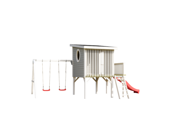 Casetta in legno per bambini 2,30x2,30 (19mm) con scivolo e altalena