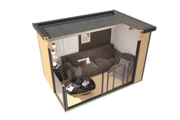 Casetta in legno per ufficio 3,6×2,4 (44mm) - Porta XL