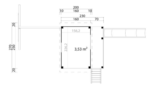 Casetta in legno per bambini 2,30x2,30 (19mm) con scivolo e altalena