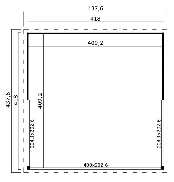 Casetta in legno per ufficio 4x4 (44mm)