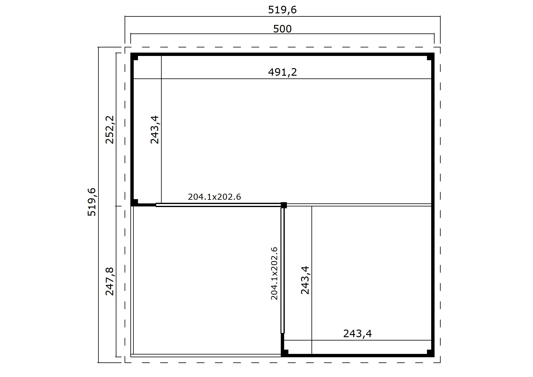 Casetta in legno per ufficio 5x5 (44mm) con tettoia