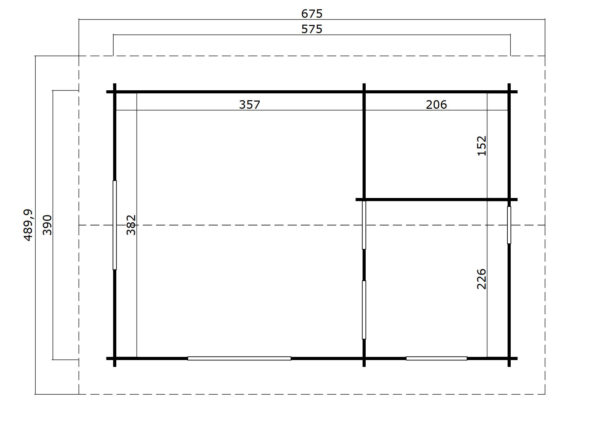 Casetta in legno 5,75x3,90 (40mm) 2 vani
