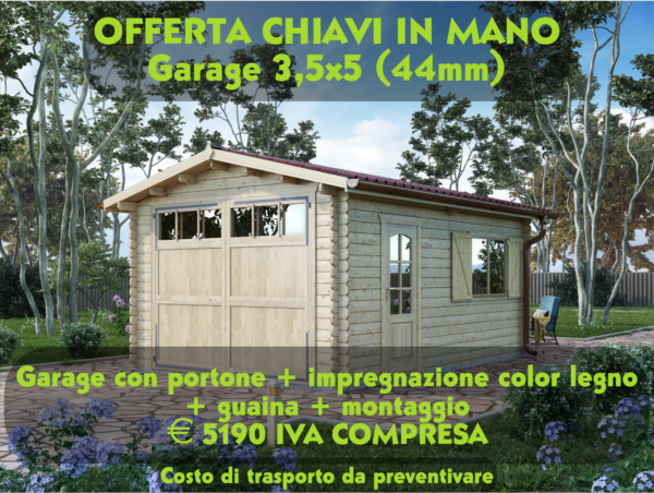 Garage in legno 3,5x5 (44mm) chiavi in mano