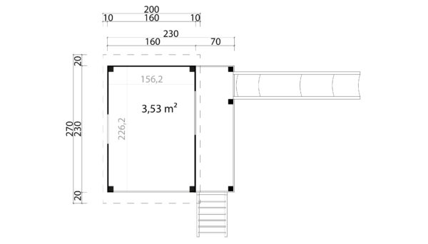 Casetta in legno per bambini 1,60x2,30 (19mm) con scivolo
