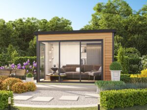 Casetta in legno per ufficio 3,6×2,4 (44mm) - Porta XL