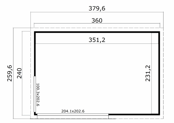Casetta in legno per ufficio 3,6x2,4 (44mm)