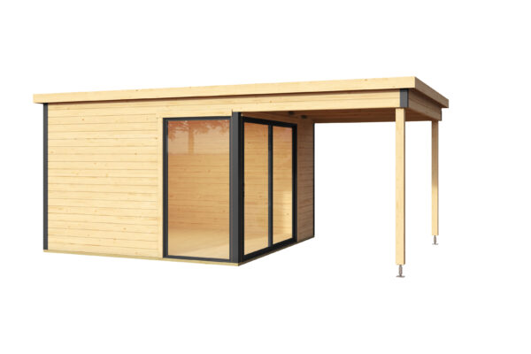 Casetta in legno per ufficio 5x3 (44mm) con tettoia