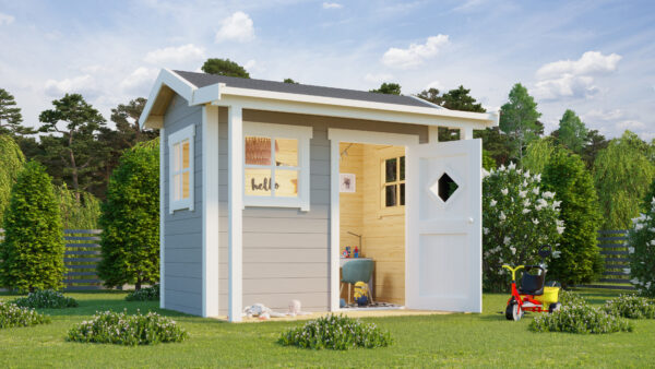 Casetta in legno per bambini 2x1,2 (19mm) con tettoia