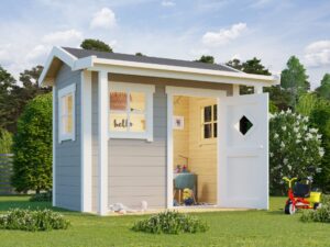 Casetta in legno per bambini 2x1,2 (19mm) con tettoia
