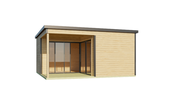 Casetta in legno per ufficio 5x5 (44mm) con tettoia