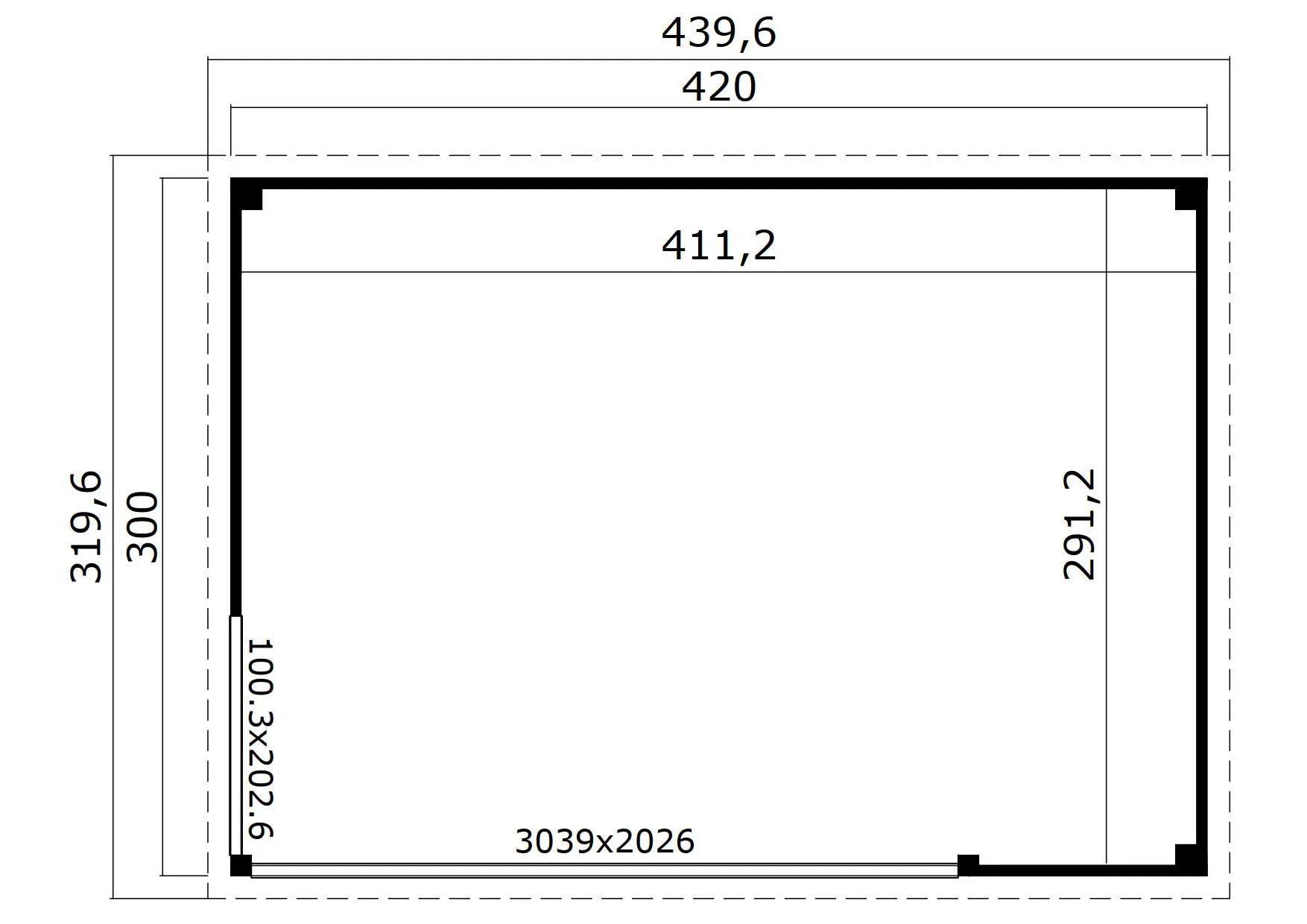 Casetta in legno per ufficio 4,2x3 (44mm)