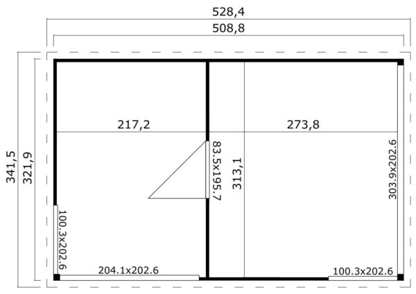 Casetta in legno per ufficio 5x3 (44mm)