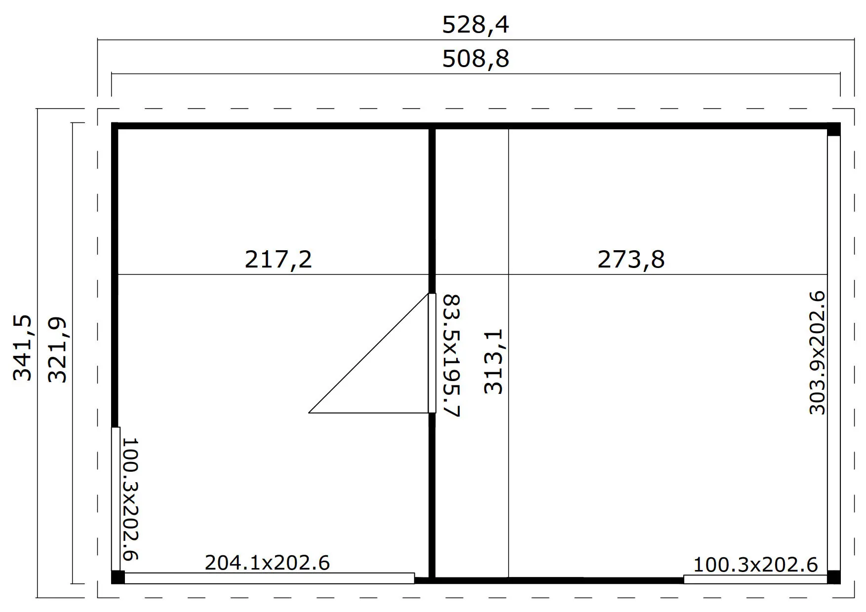 Casetta in legno per ufficio 5x3 (44mm)