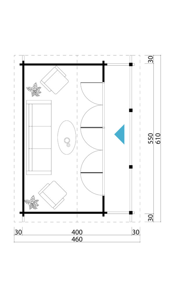 Casetta per campeggio 5,5x4 (70mm)