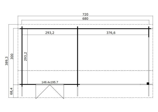 Casetta in legno aperta 6,8x3,8 (34mm)